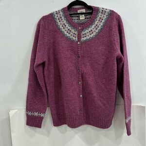 LL bean vintage wool Shetland cardigan sweater.